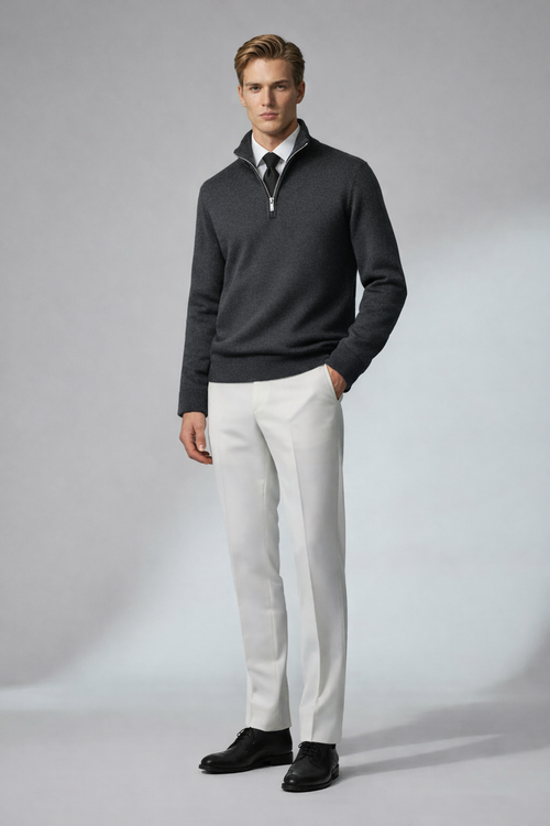 Charcoal Grey Quarter Zip – 2-in-1 (Without Tie)