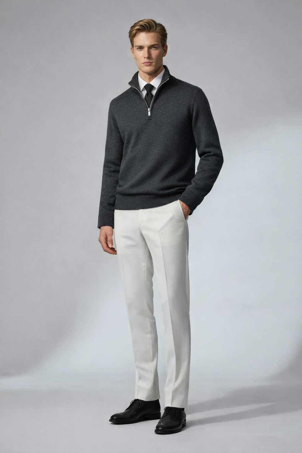 Charcoal Grey Quarter Zip – 3-in-1 (Without Tie)
