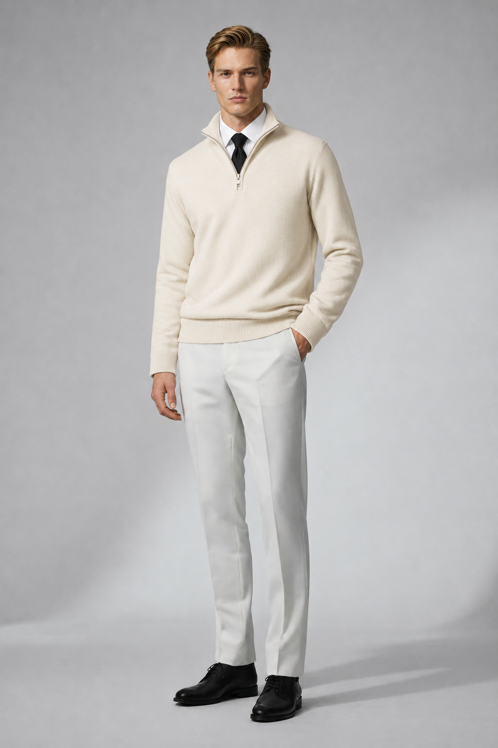 Ecru Ivory Quarter Zip – 3-in-1 (Without Tie)