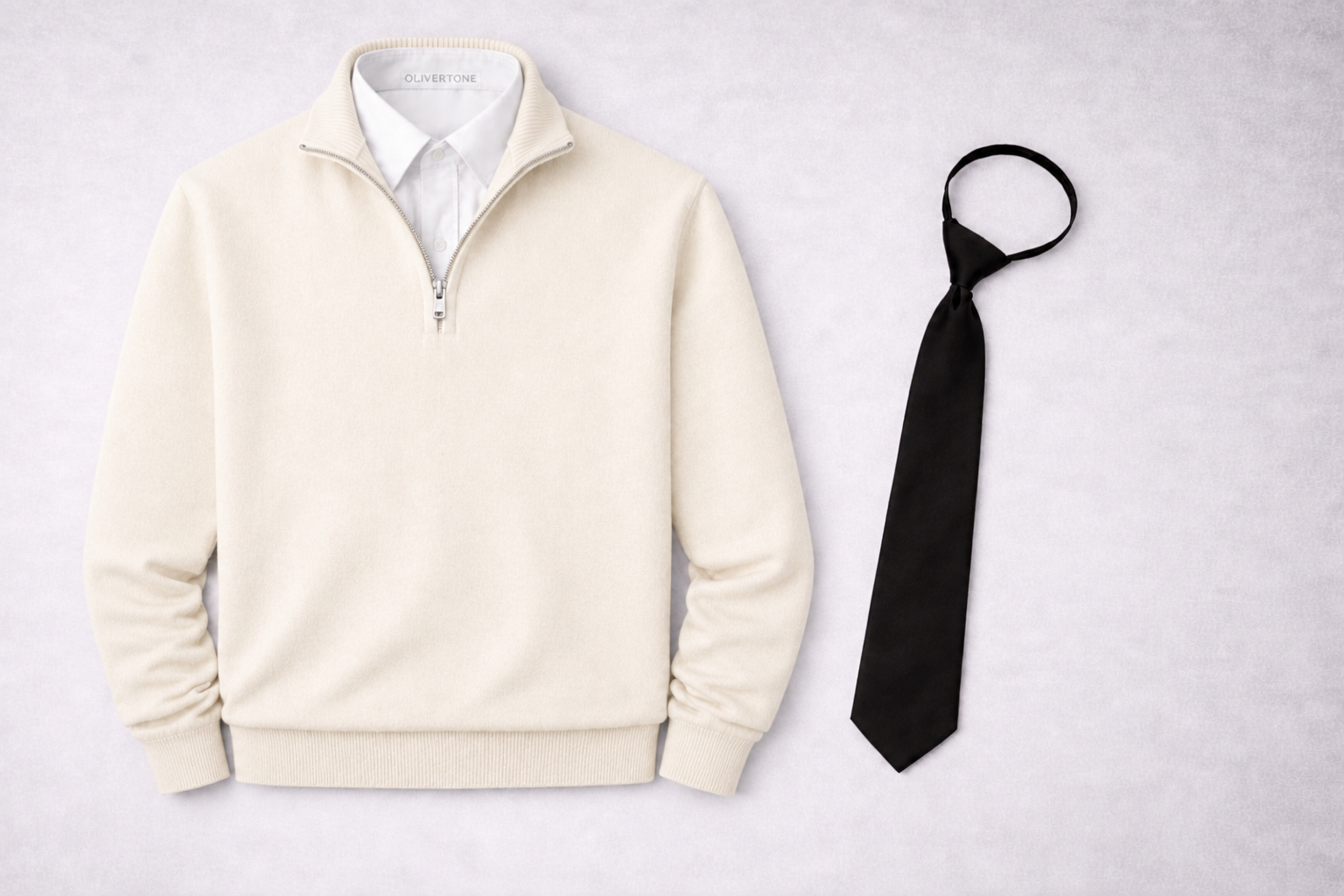 Ecru Ivory Quarter Zip – 3-in-1 (Without Tie)